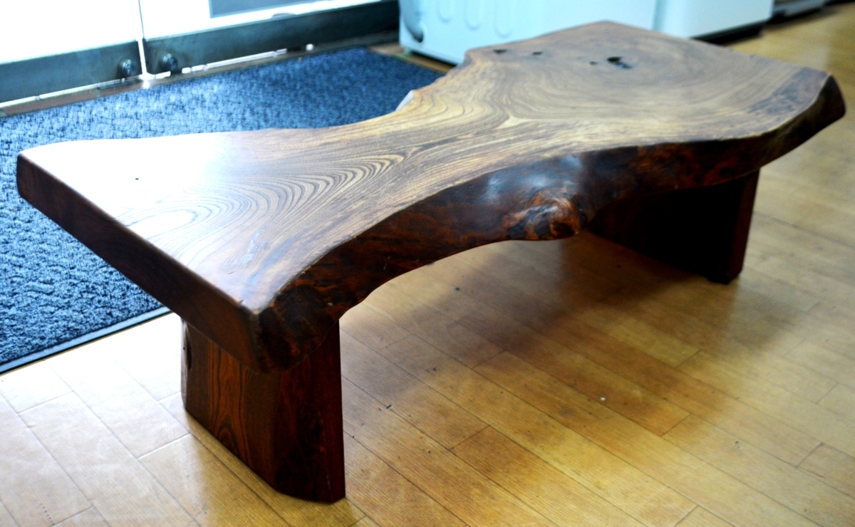 一枚板 欅天板 天然木 無垢 くびれ 座卓 ローテーブル センターテーブル