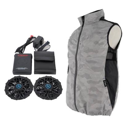 ファン付き作業服 空調服 ベスト カモフラ柄 フルセット ブラックファン 12V ファン・バッテリー ハーネス対応 ◆本州四国九州送料無料！