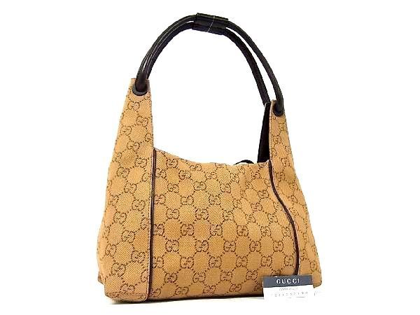1円 □美品□ GUCCI グッチ 101333 2123 GGキャンバス×レザー 