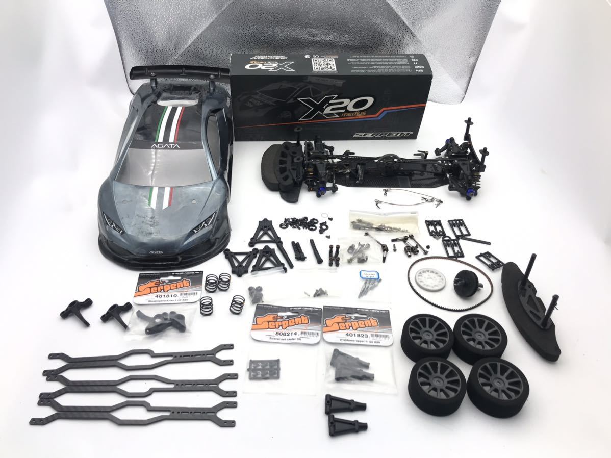 中古 SERPENT サーパント X20 アルミシャーシ仕様　チタンビス　予備パーツ　ボディ付　Medius
