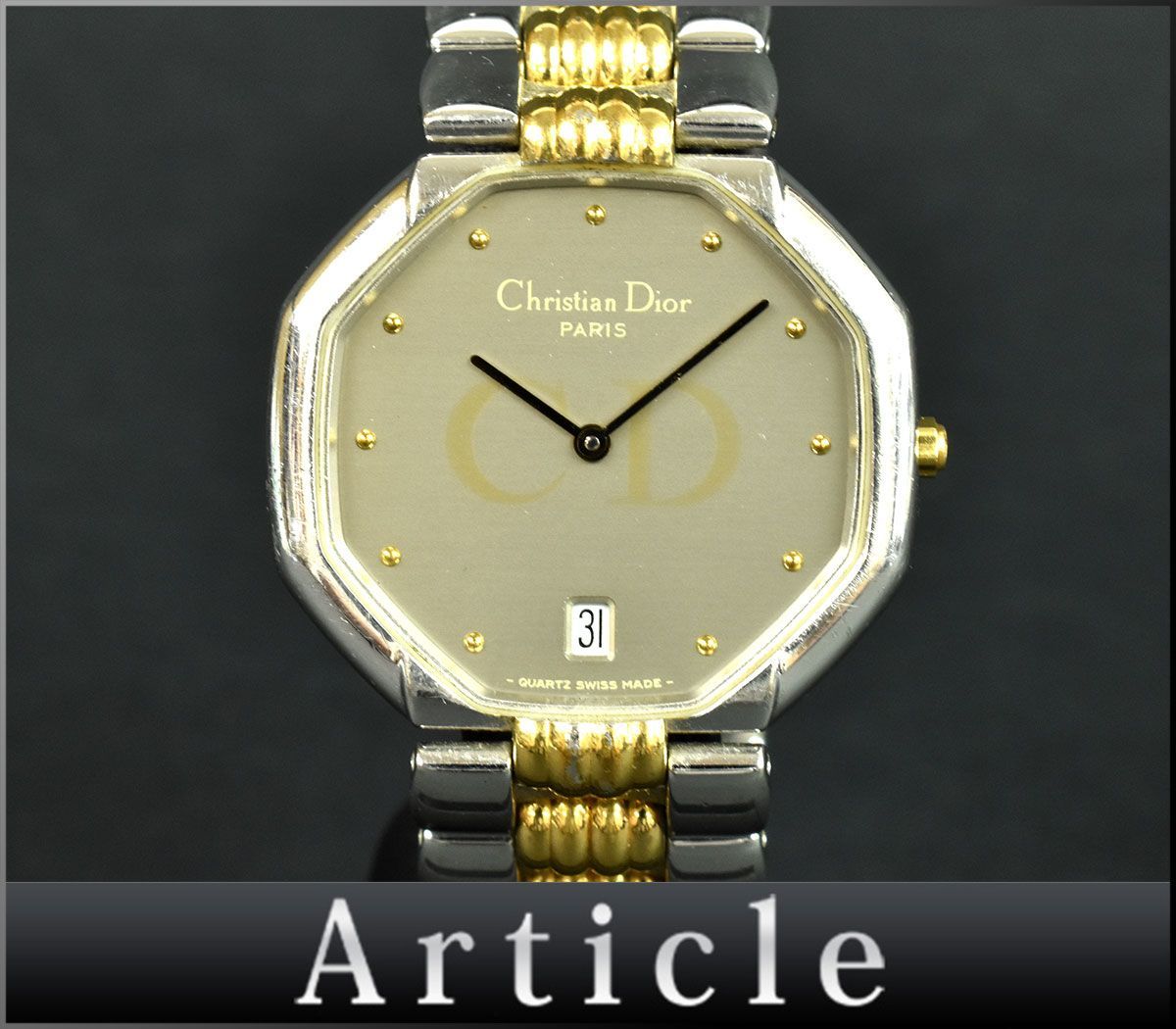 人気セール，定番人気 106523 電池交換済 Christian Dior クリスチャン ディオール スイングウォッチ 時計 クォーツ 45.204 SS シルバー ゴールド メンズ/ D(クリスチャン・ディオール)｜売買されたオークション情報、yahoo クリスチャン・ディオール