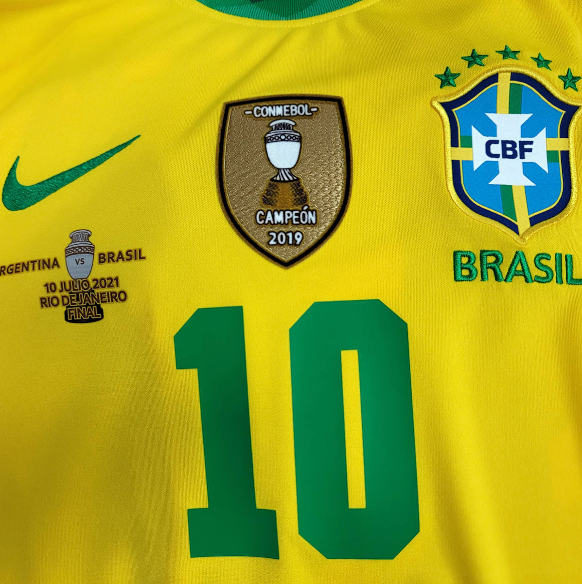 2021 ブラジル代表 コパ・アメリカ ホーム 10番ネイマール 半袖 M 21-22ブラジル BRAZIL(H)＃10 ネイマール NEYMAR 半袖 Nike正規 2021