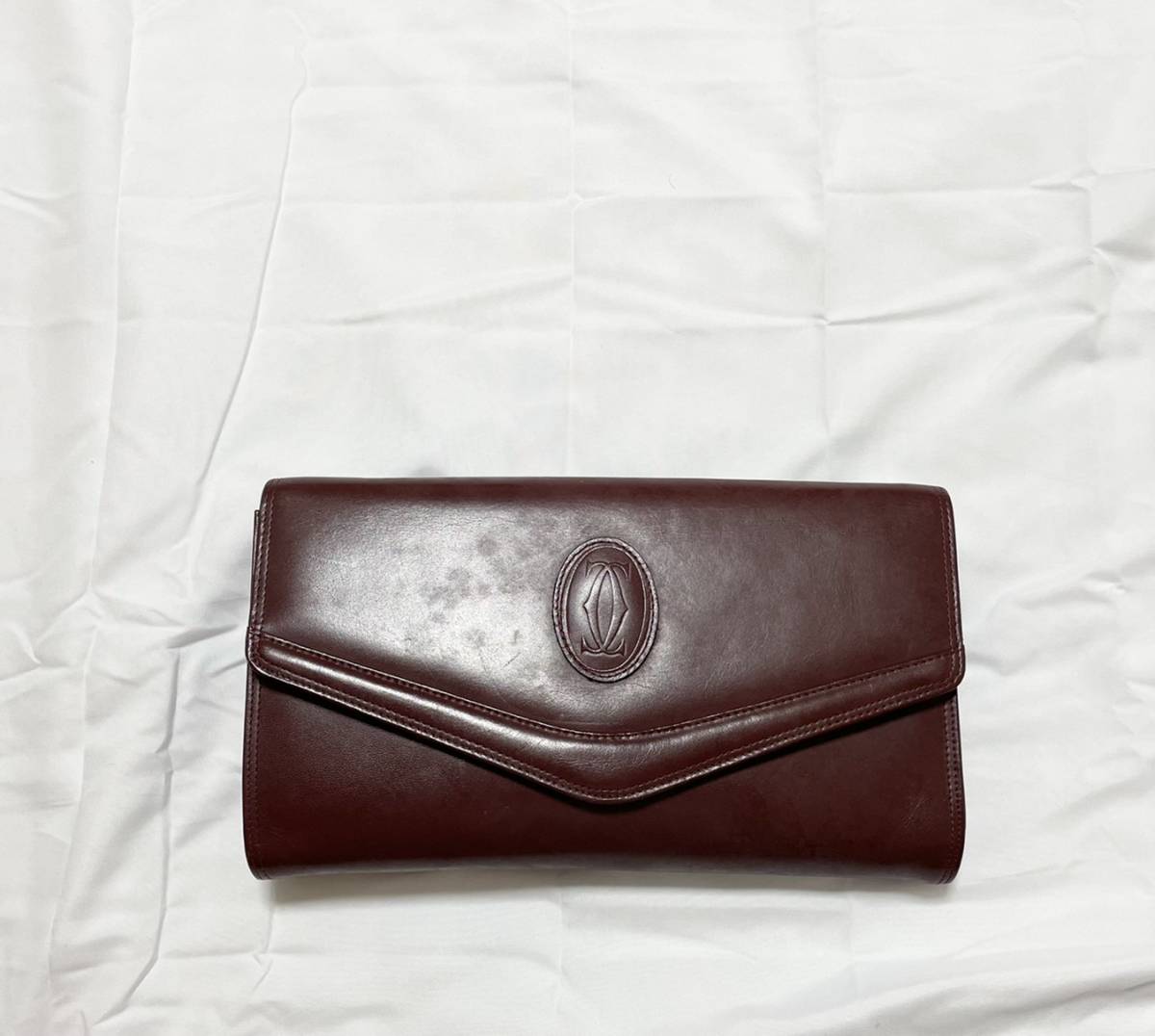 【格安，品質保証】 ヴィンテージ Cartier カルティエ マスト レザー セカンドバッグ ハンドバッグ クラッチ バッグ メンズ レディース ボルドー(かばん、バッグ)｜売買されたオークション情報、yahooの商品情報を かばん、バッグ