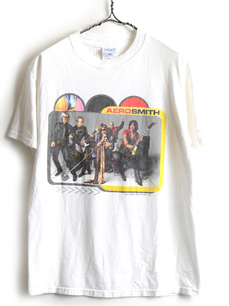 高品質，送料無料 00's オールド AERO SMITH エアロスミス ワールドツアー 両面 プリント 半袖 Tシャツ 男性 メンズ M 古着 バンT ツアーT ホワイト(Tシャツ)｜売買されたオークション情報、yahooの商品情報をアー Tシャツ