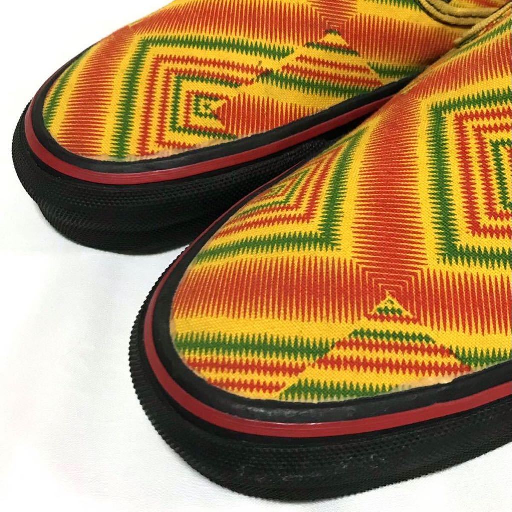 90s】USA製 VANS SLIP-ON バンズ スリッポン 幾何学柄 ラスタカラー 