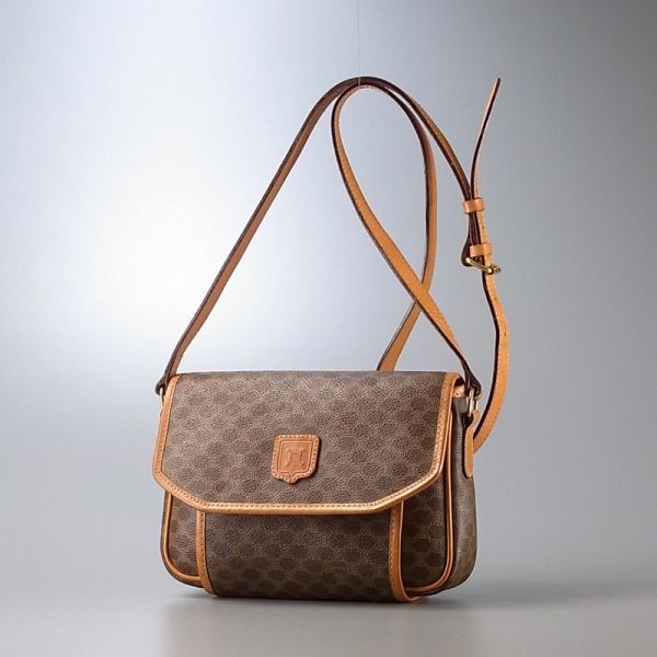  MD0436 イタリア製 オールドセリーヌ CELINE マカダムライン ブラゾン ショルダーバッグ/フラップバッグ/ポシェット/斜め掛け/鞄 ブラウン(ショルダーバッグ)｜売買されたオークション情報、yah かばん、バッグ