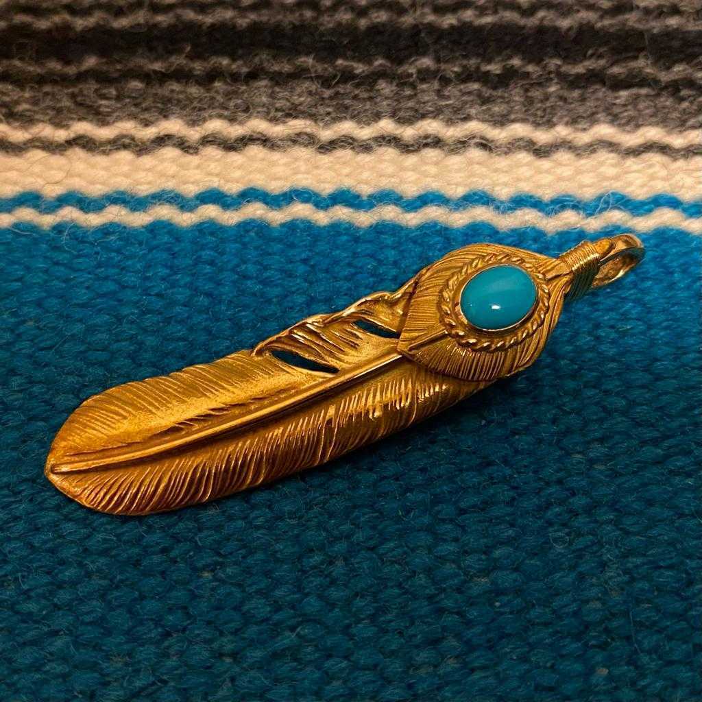 ゴローズ goro's 全金上金ハート金縄ターコイズ特大フェザー