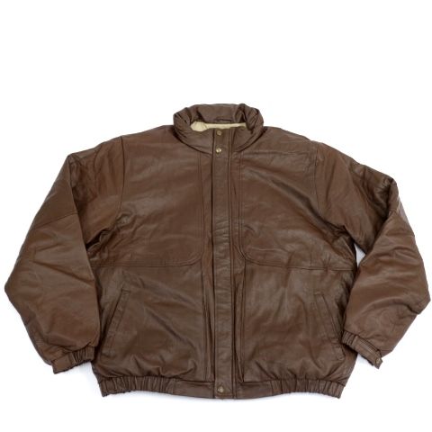 90s Eddie Bauer レザーダウンジャケット(XXL)大きいサイズB4438 男性