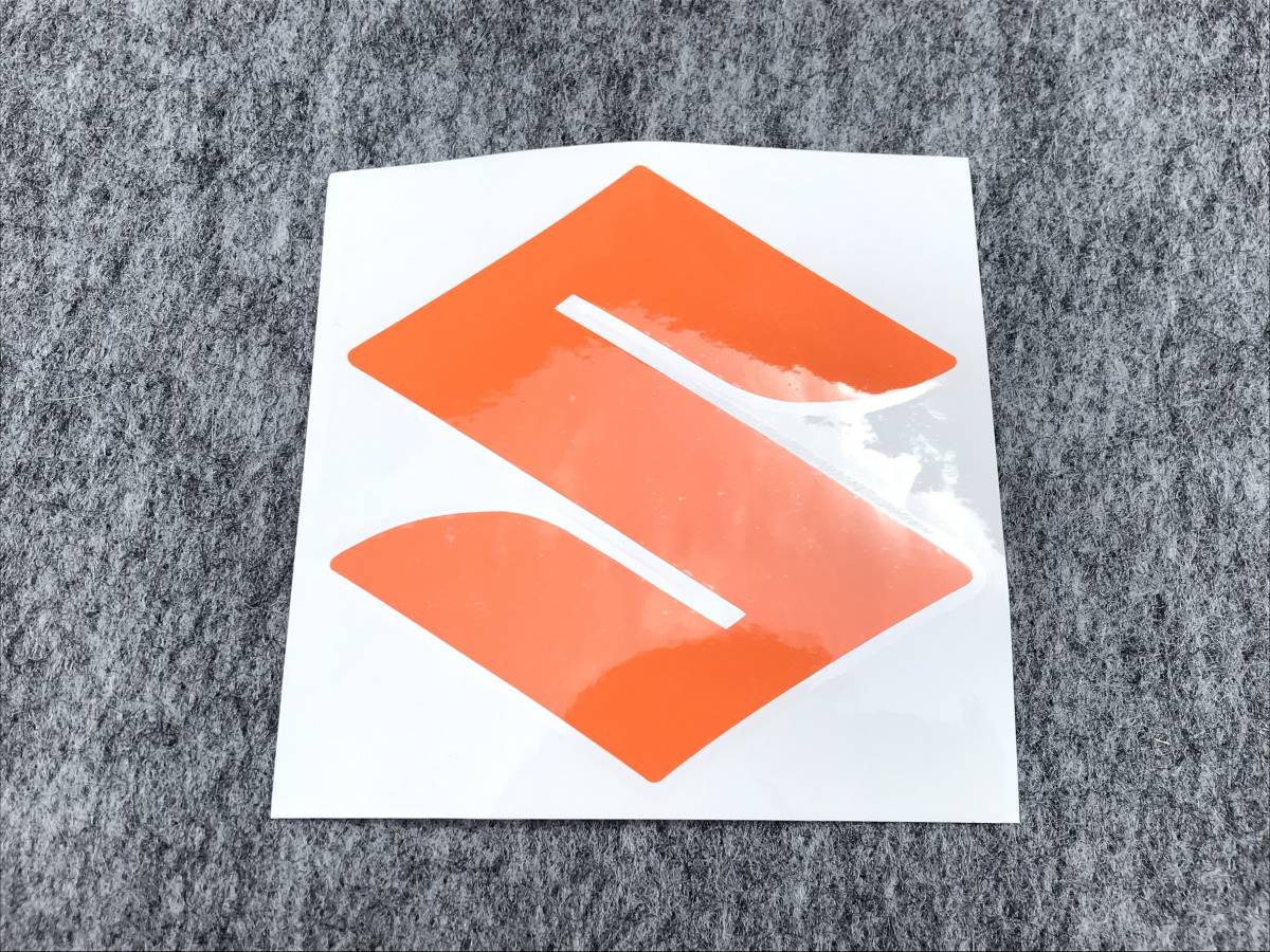 Sマークエンブレムステッカー10cm◇オレンジ◇スズキ◇10センチ 