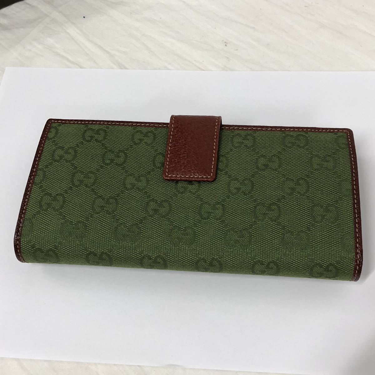 未使用 GUCCI グッチ 長財布 GG キャンバス ロゴ グリーン×ブラック 