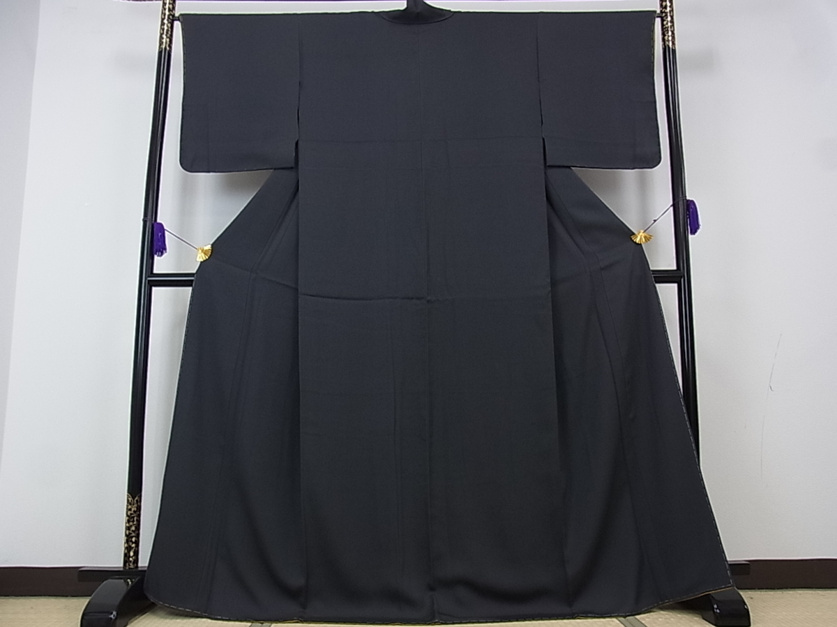 花美人■上質な色無地 藍鉄色 ますいわ屋扱い 逸品 未使用 2g558 ます いわ 屋 160cm 裄 68.5