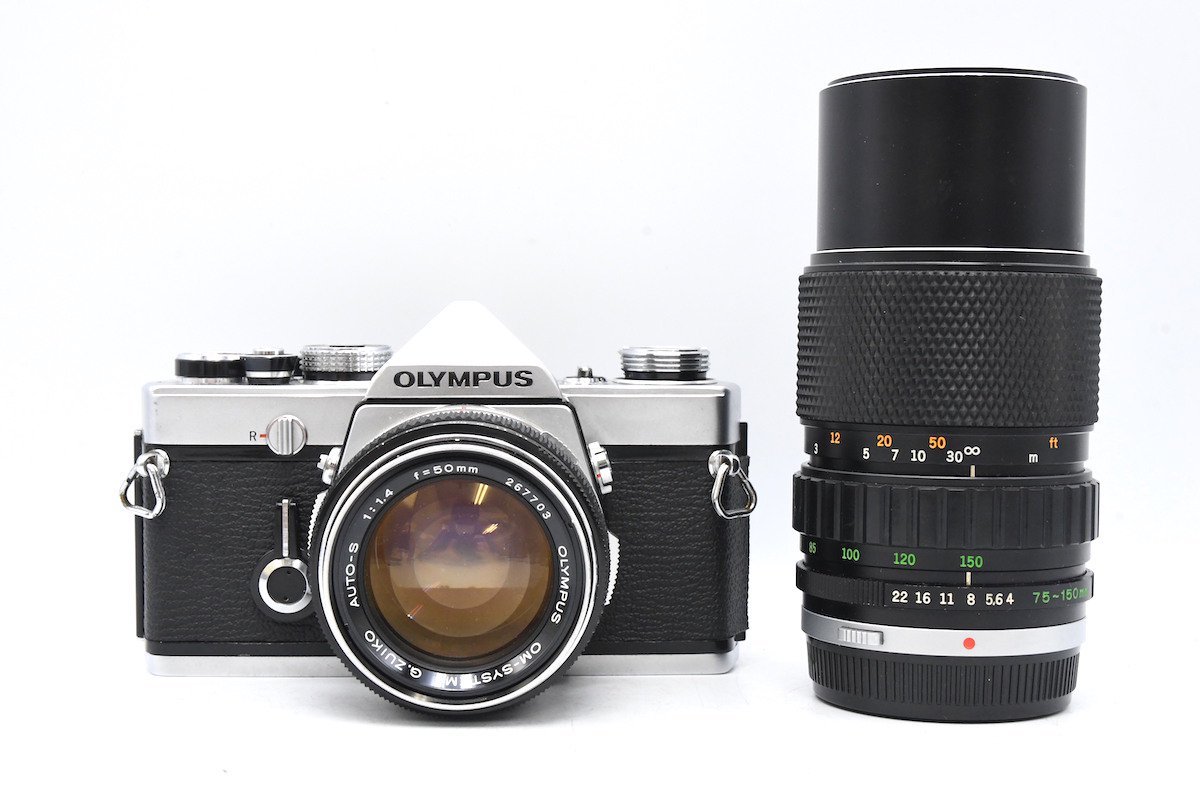 OLYMPUS OM-1 一眼レフカメラ50mmレンズ、望遠レンズ75-150㎜ ◇ OLYMPUS オリンパス OM-1 + OM-SYSTEM G.ZUIKO AUTO-S 50mm F1.4 +