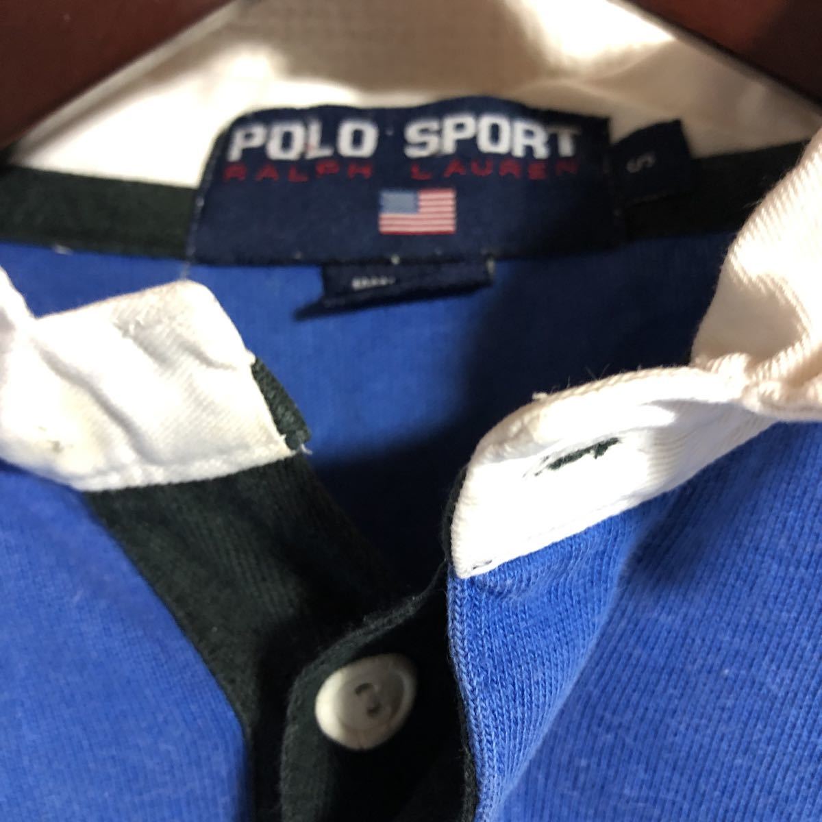 90s ラルフローレン POLO SPORT ポロスポーツ ラガーシャツ ブルー