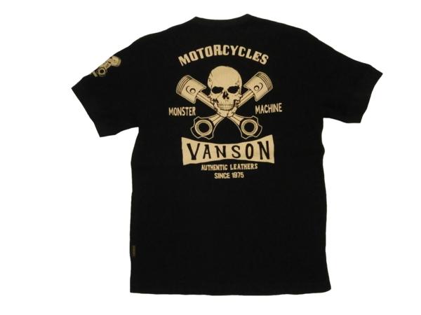 バンソン 「クロスピストンスカル」サーマル半袖Tシャツ 黒L新品