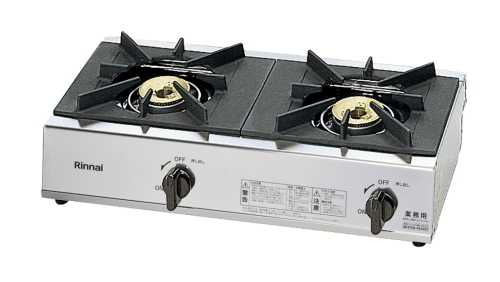 プロパンガス　ホース付属　在庫あり リンナイ　業務用　ガステーブルコンロ 2口 　RSB-206SV 　(立ち消え安全装置付)