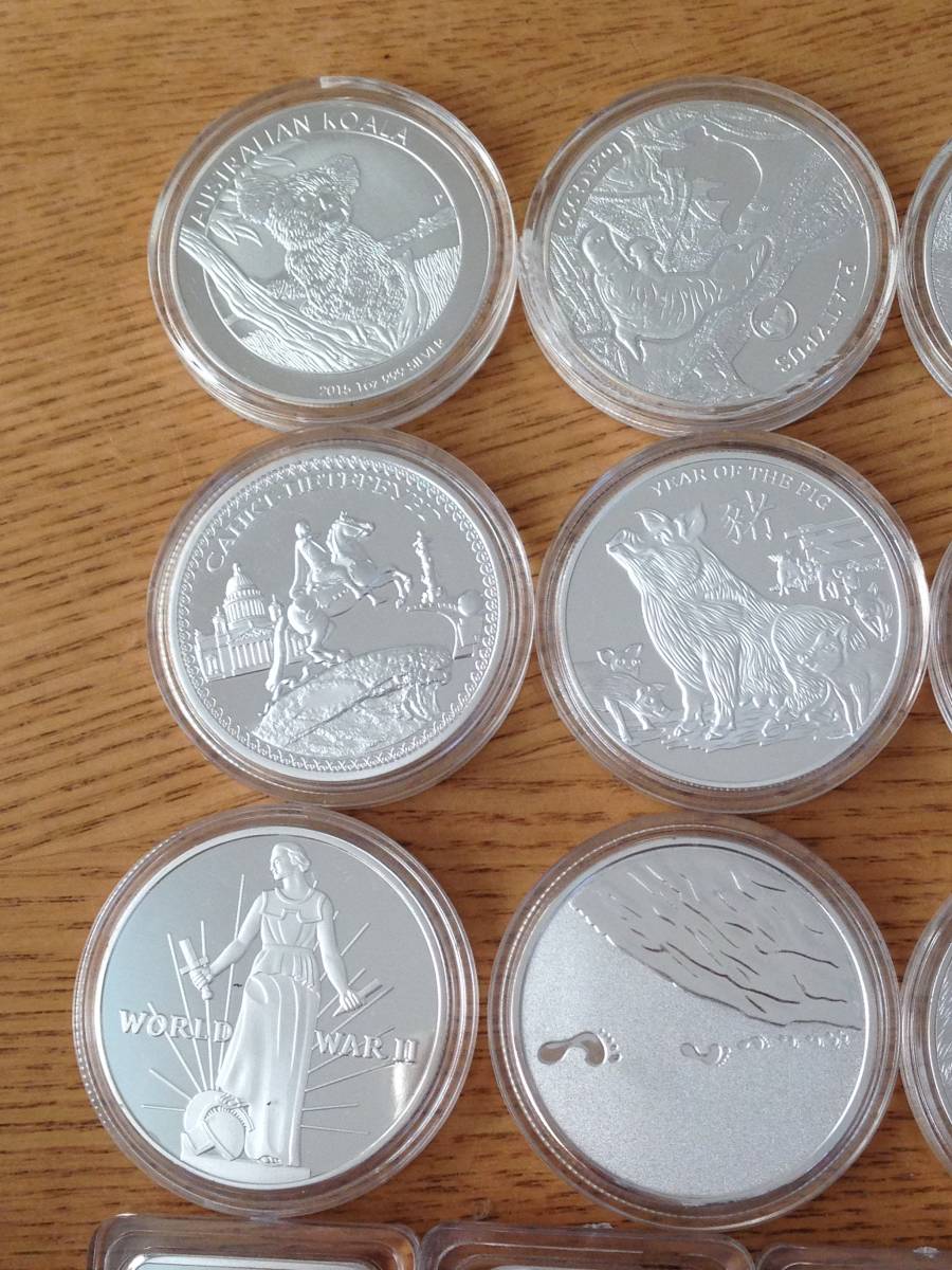 収集品大量放出:外国1オンス記念丸形銀貨、シルバーバー、コイン 1990