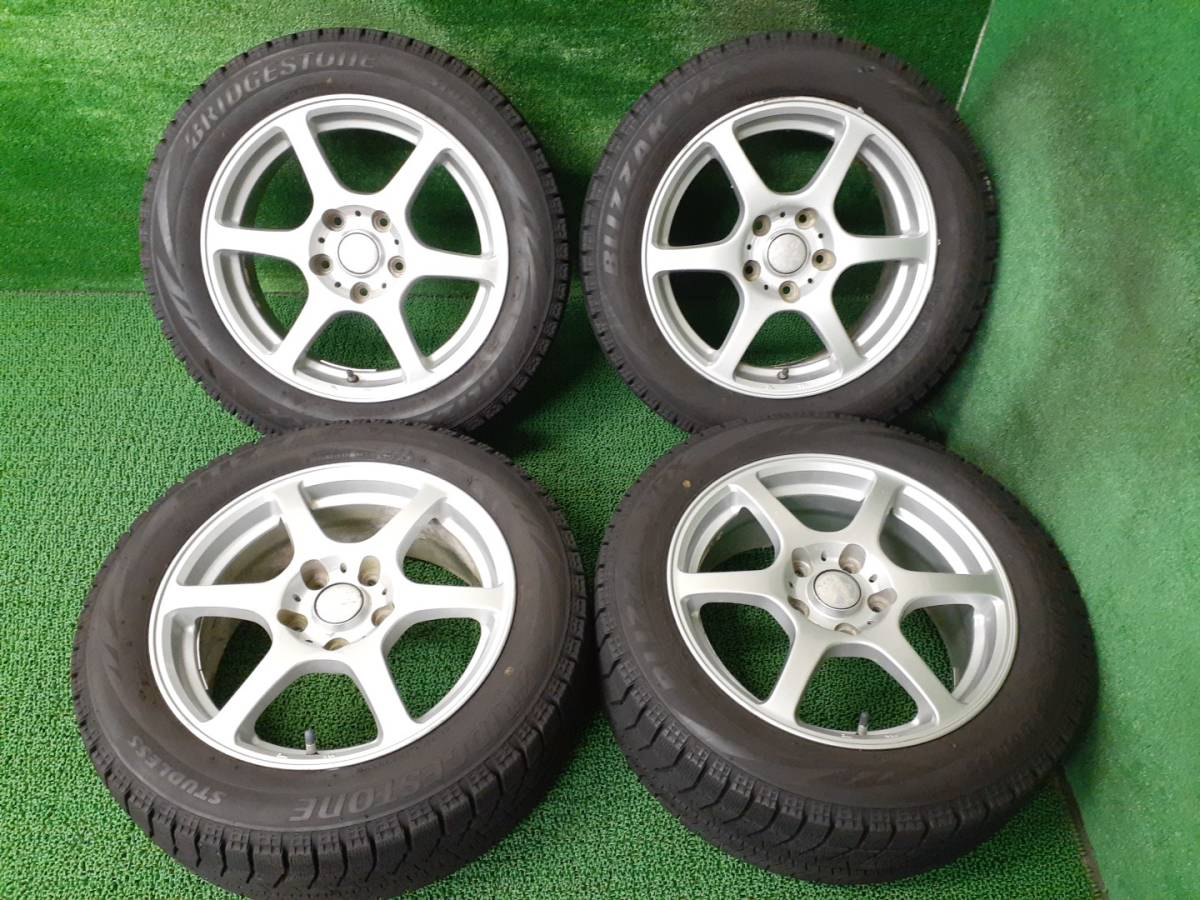 クラウン等に ブリヂストン VRX 205/55R16 社外ホイール付バリ溝タイヤ4本セット 中古 売切!!