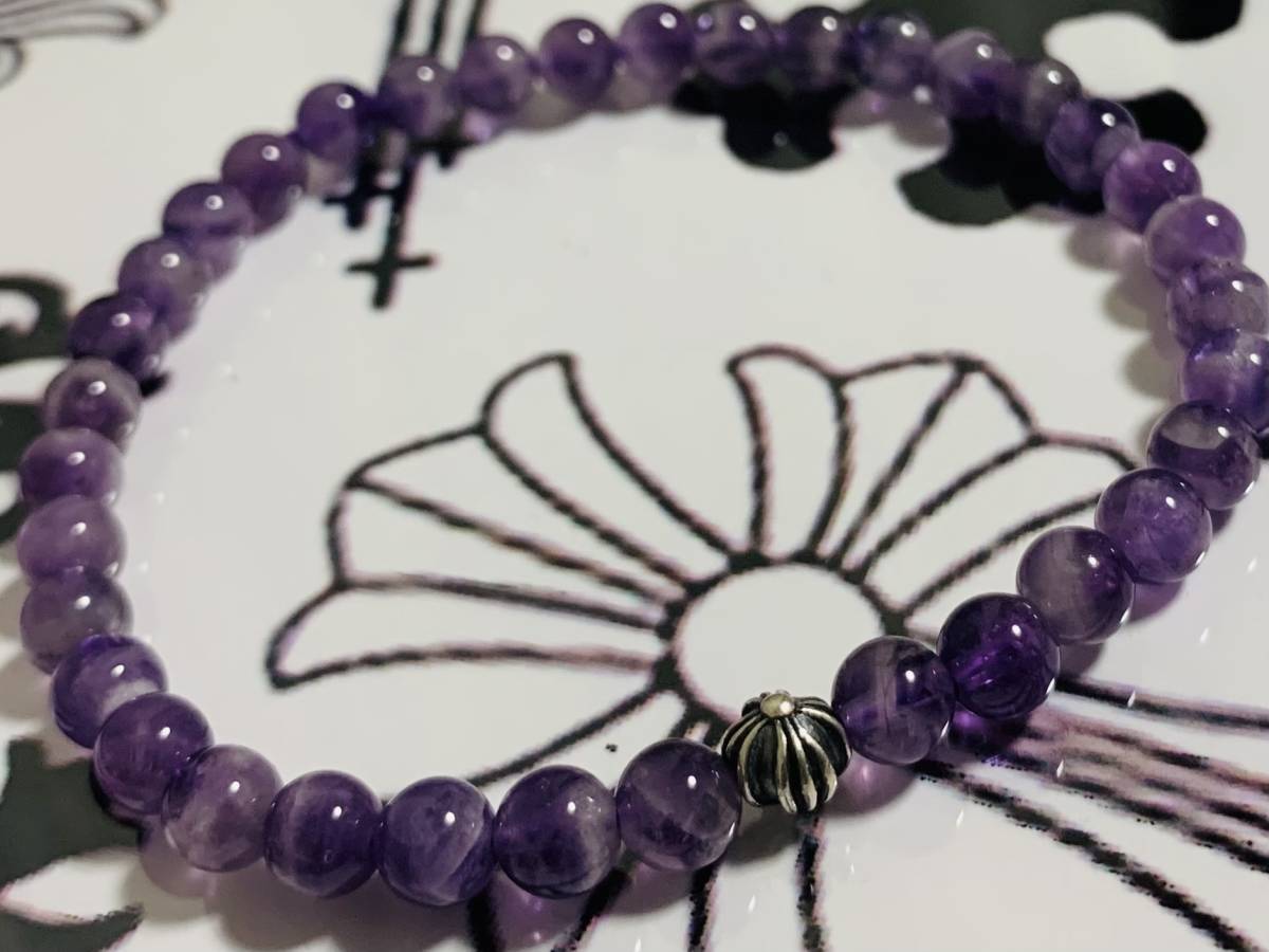 天然石】CHROME HEARTS クロムハーツ アメジストブレスレット 