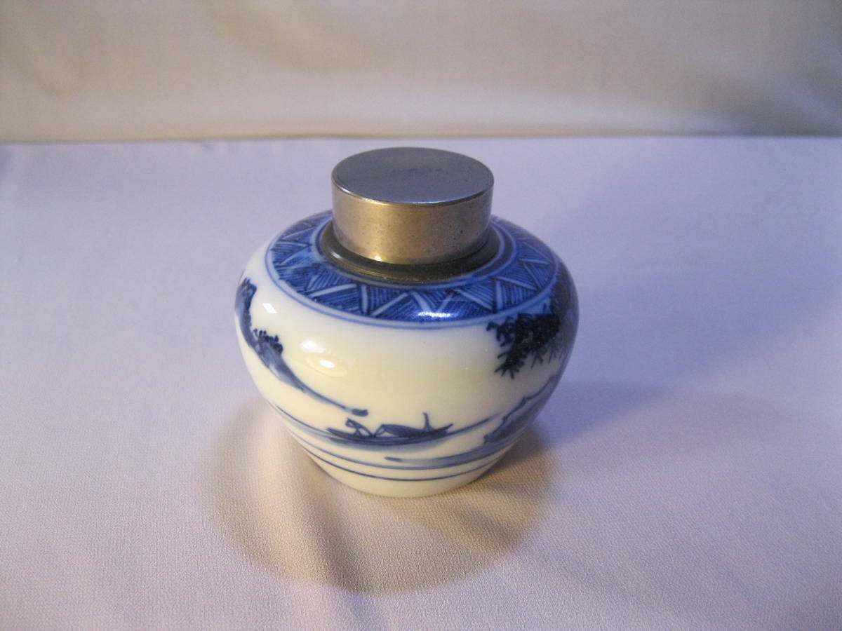 ◎錫口茶心壺 染付 錫口 茶心壷 茶心壺