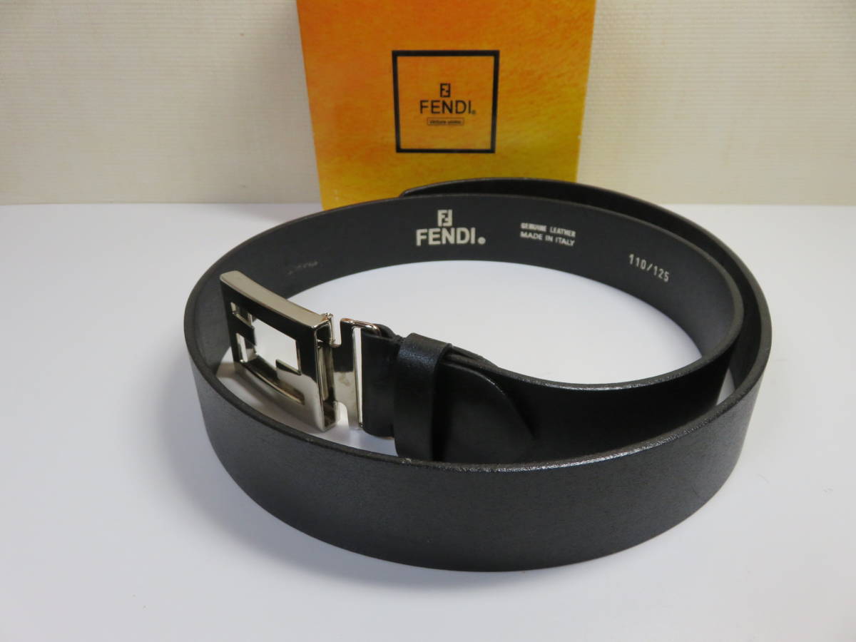 ☆FENDI☆フェンディ FFロゴ レザーベルト イタリア製 ブラック×金具