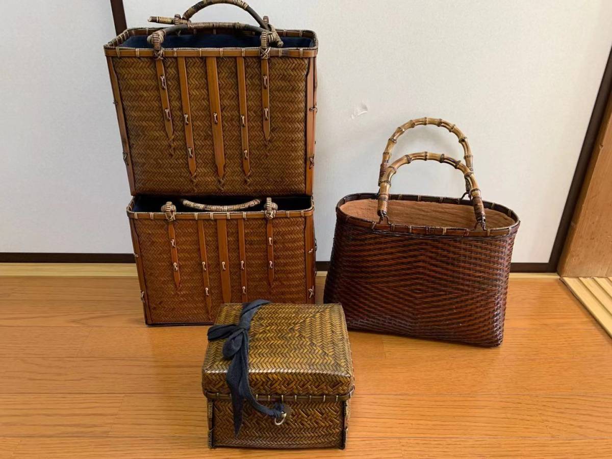 道XG130】藤村庸軒作 一重切 竹花生 花入 銘「達磨」書付箱 貼紙有