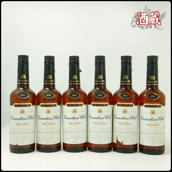 CD331◆ 古酒 旧ボトル ◆ カナディアンクラブ 6年 ◆ Canadian Club 6y ◆ 750ml / 40% ◆ ウイスキー バーボン 6本 セット ◆