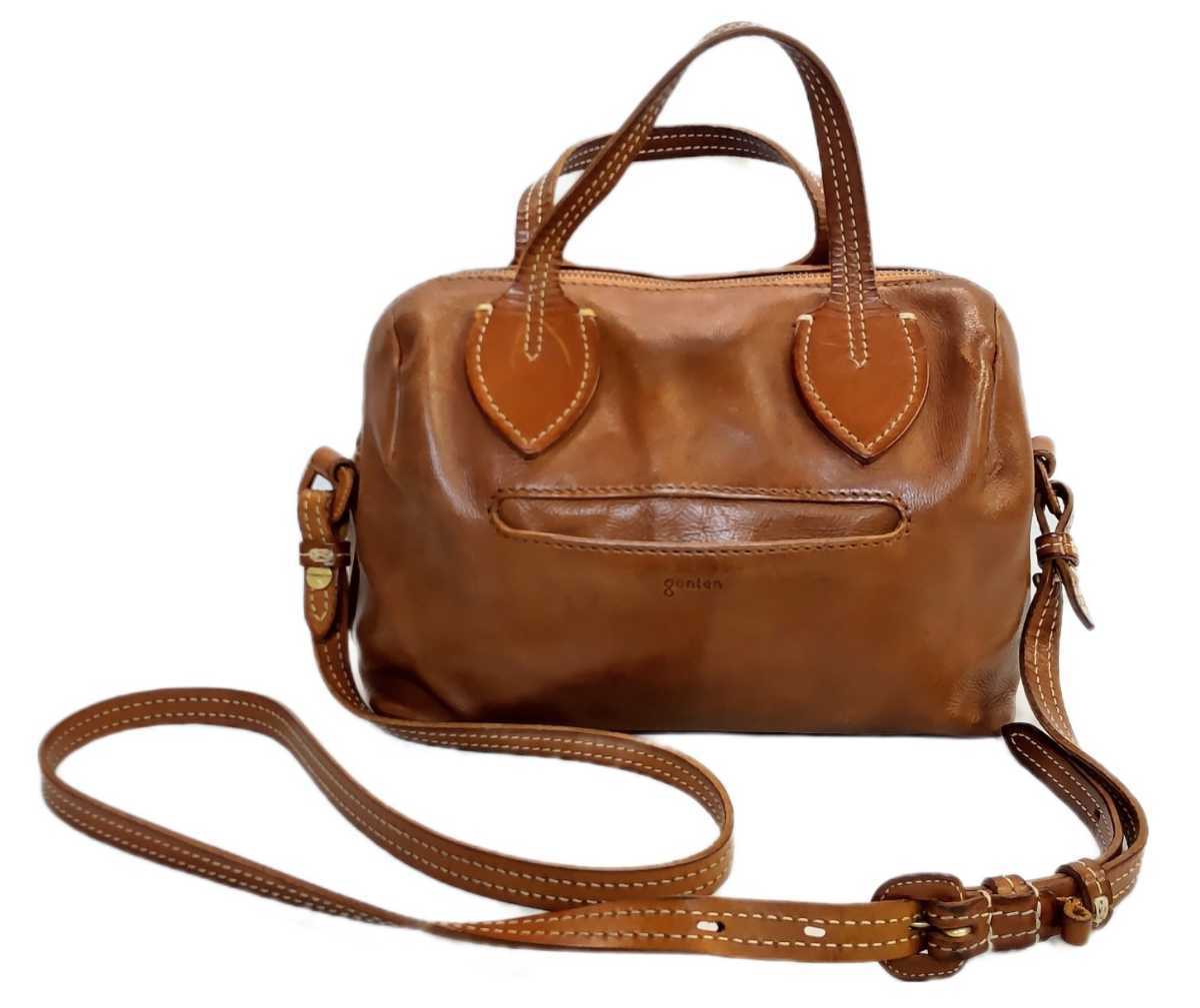 限定SALE，低価 genten ゲンテン 2way レザー トートバッグ ショルダーバッグ ミニボストン ブラウン(ゲンテン)｜売買されたオークション情報、yahooの商品情報をアーカイブ公開 - オークファン ゲンテン