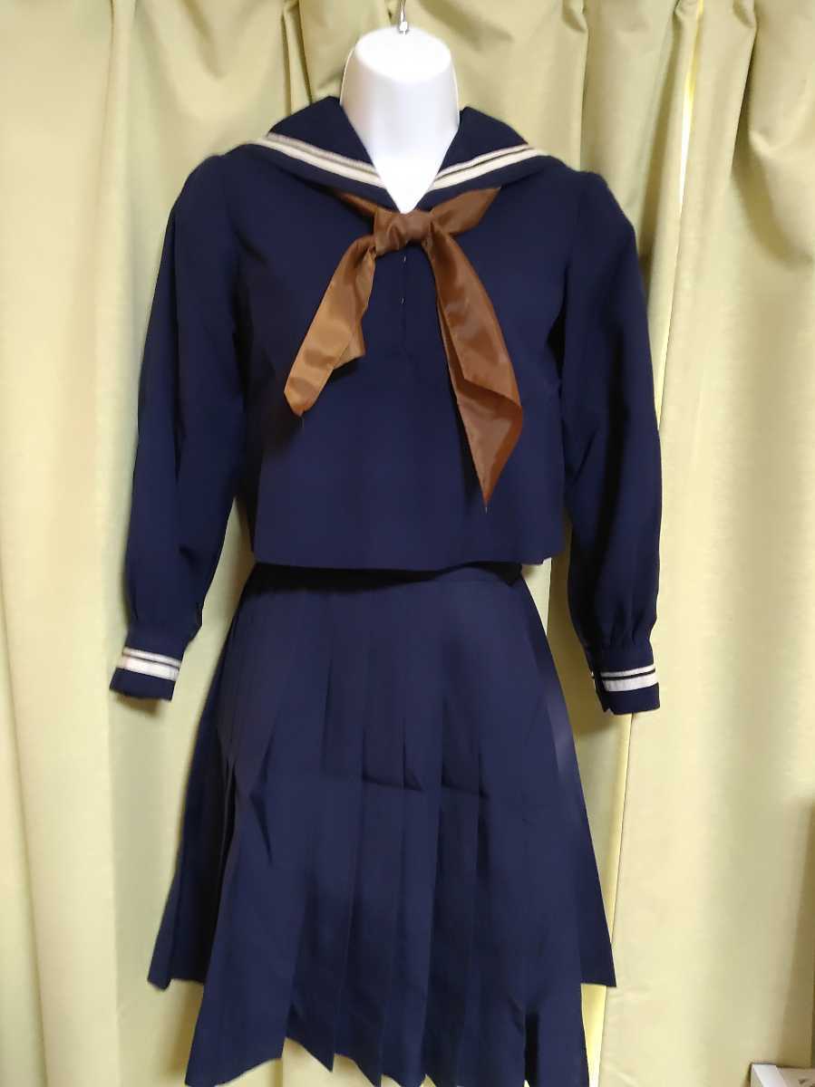 女子高生制服 セーラー服 白二本ライン スカート スカーフ 未使用