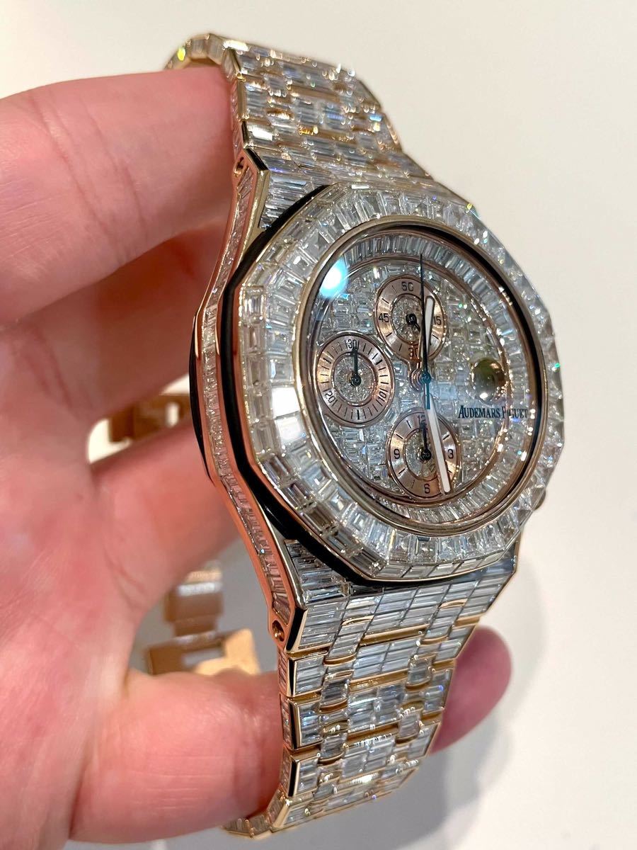 オーデマピゲ 42mm ローズゴールド 大粒フルダイヤ AUDEMARS PIGUET 
