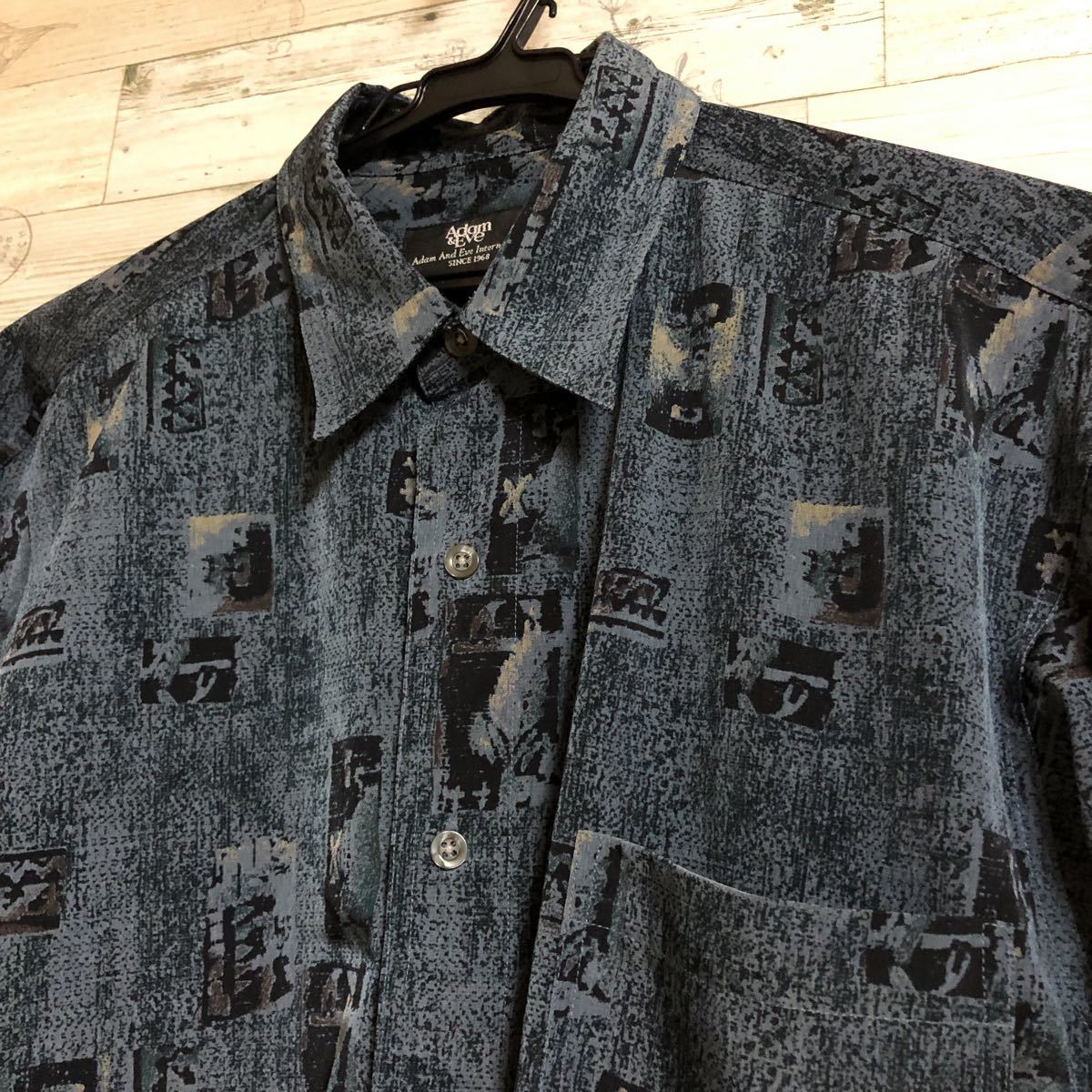 Adam&Eve 総柄 柄シャツ レトロ アート ビンテージ 長袖シャツ 
