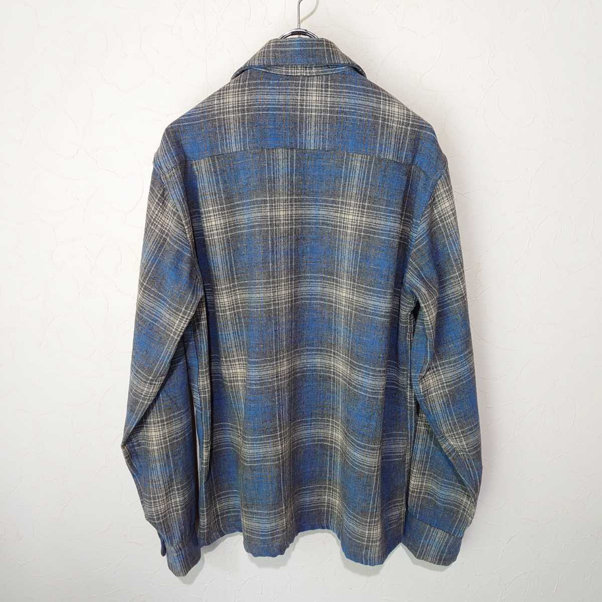50s Woolrich ウールリッチ ウールオープンカラーシャツ ビンテージ 