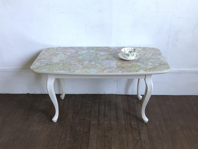 希少 イタリア製 ローテーブル 大理石天板 ロココ調 猫脚 楕円