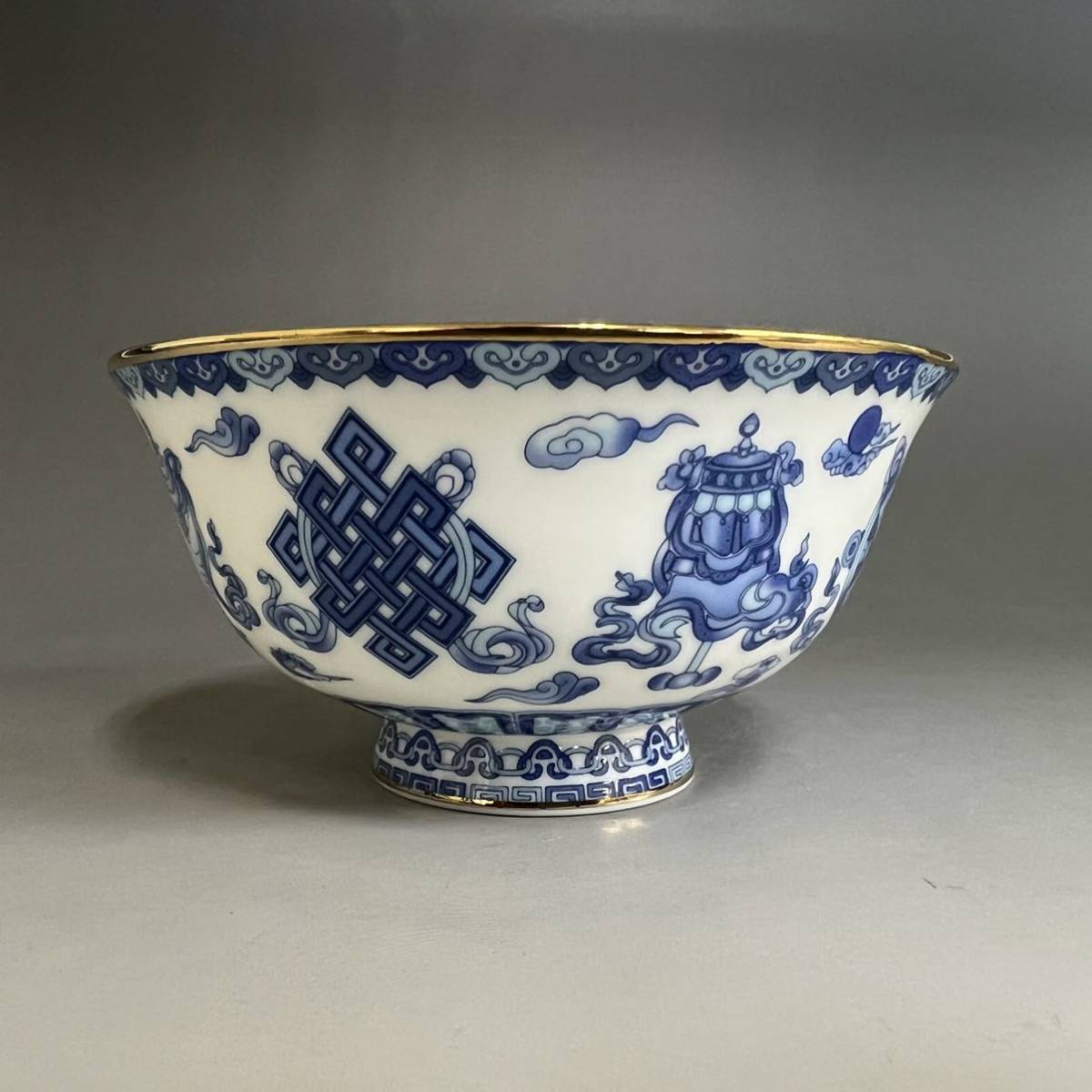 大清乾隆年製款 青花 茶碗 金口 染付 中国