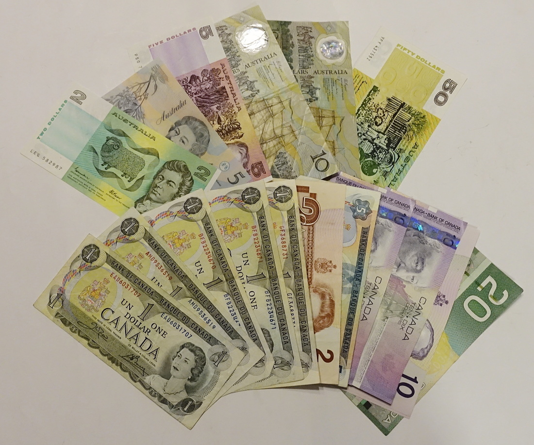 1円～ おたからや☆C1013-39 カナダ・オーストラリア紙幣まとめて ドル各種 ※