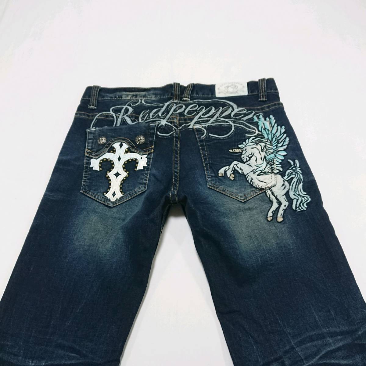 即決 送料無料 RED PEPPER 刺繍 デザイン 派手 ユニコーン クロス