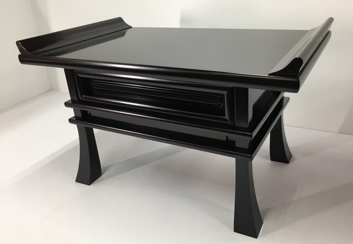 黒檀調テーブル 経机 紫檀調・黒檀調・ケヤキ調 18号 幅54cm お供え机 黒丹調 18号 高級御経机 新品・未使用