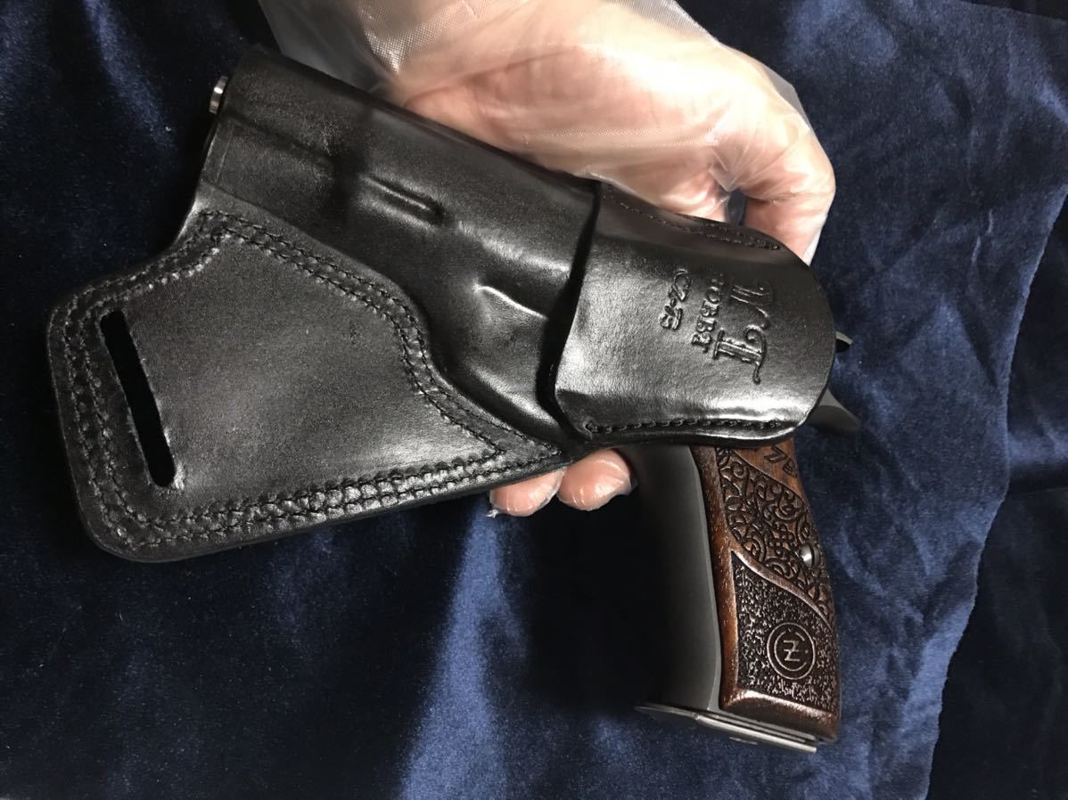 トルコ製 CZ75 対応 背面用 ホルスター 本革製 黒 【公式通販】