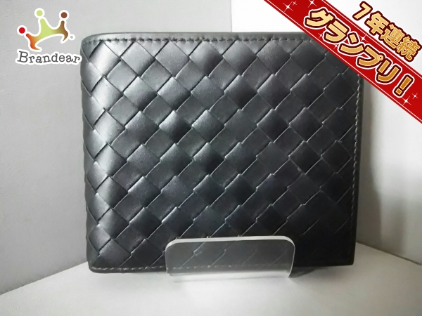 ボッテガヴェネタ 2つ折り財布 新品同様 イントレチャート 黒