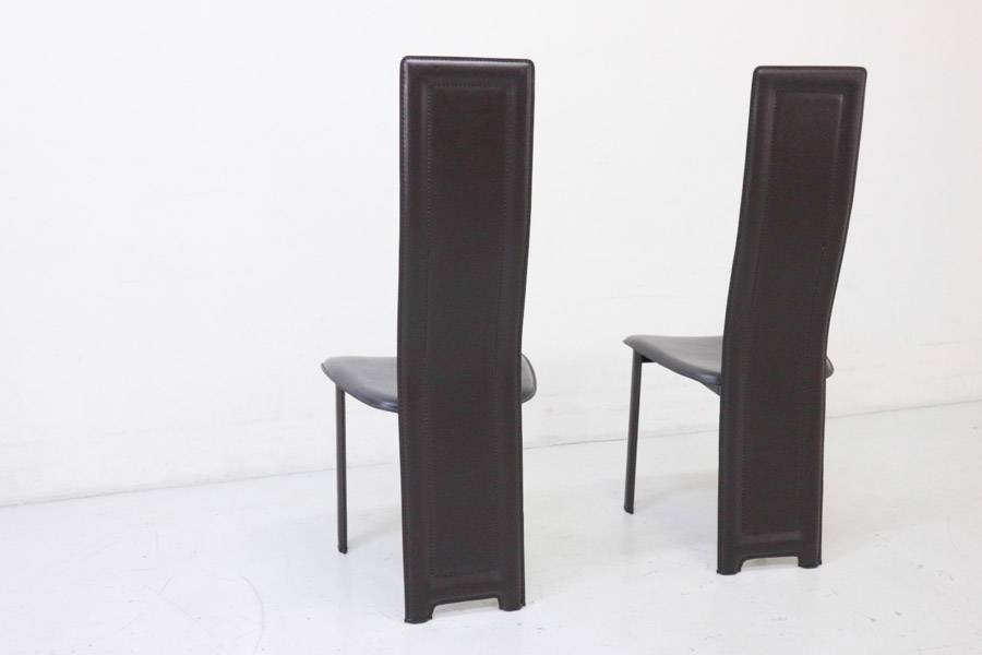 IDC大塚家具 本革ハイバックチェア 2脚セット 　ダイニングチェア ☆IDC大塚家具オリジナル☆ハイバック 牛革 レザー ダイニングチェア 2