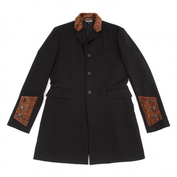 人気SALE，限定SALE ブラックコムデギャルソンBLACK COMME des GARCONS レオパードフェイクファー切替エステルギャバジャケット 黒L メンズ(テーラードジャケット、ブレザー)｜売買されたオークション情報、yahooの商 男性用