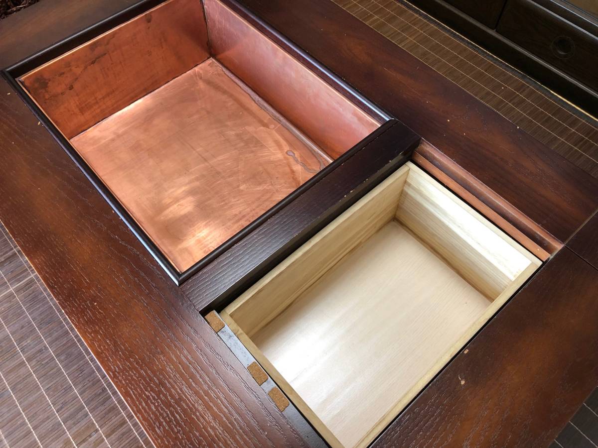 【1円スタート】 天然木 囲炉裏座卓 座敷机 火鉢 囲炉裏テーブル ロー