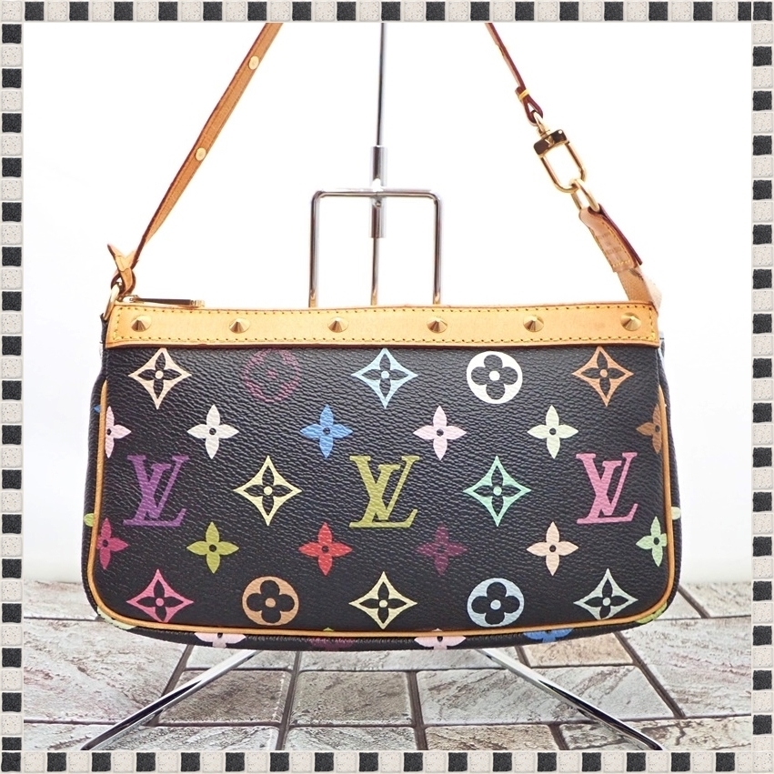 【 美品 】 ルイヴィトン ポシェット・アクセソワール M92648 モノグラム マルチカラー ミニハンドバッグ LOUIS VUITTON 1円スタート