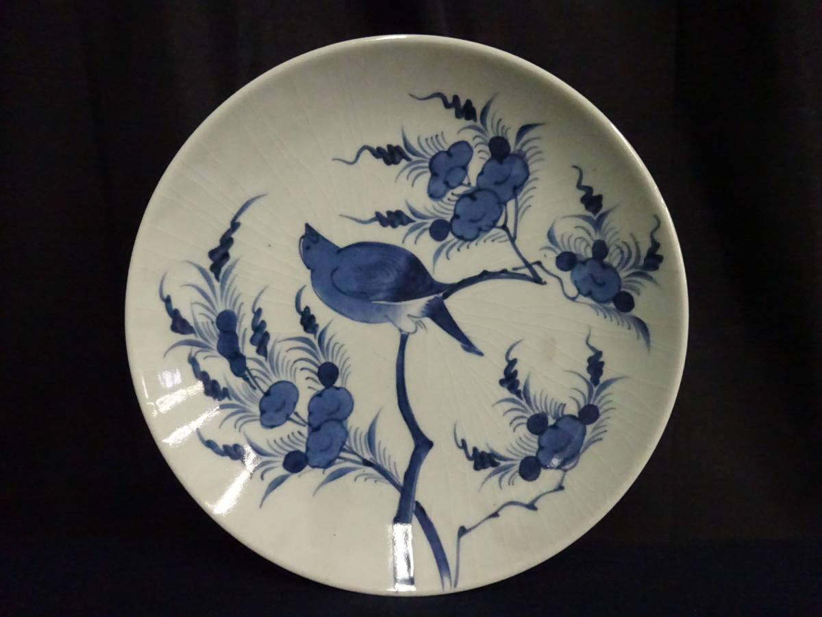 古伊万里 江戸後期 | 椿 鳳凰 孔雀 完品 染付芙蓉手花鳥図七寸皿 iichi