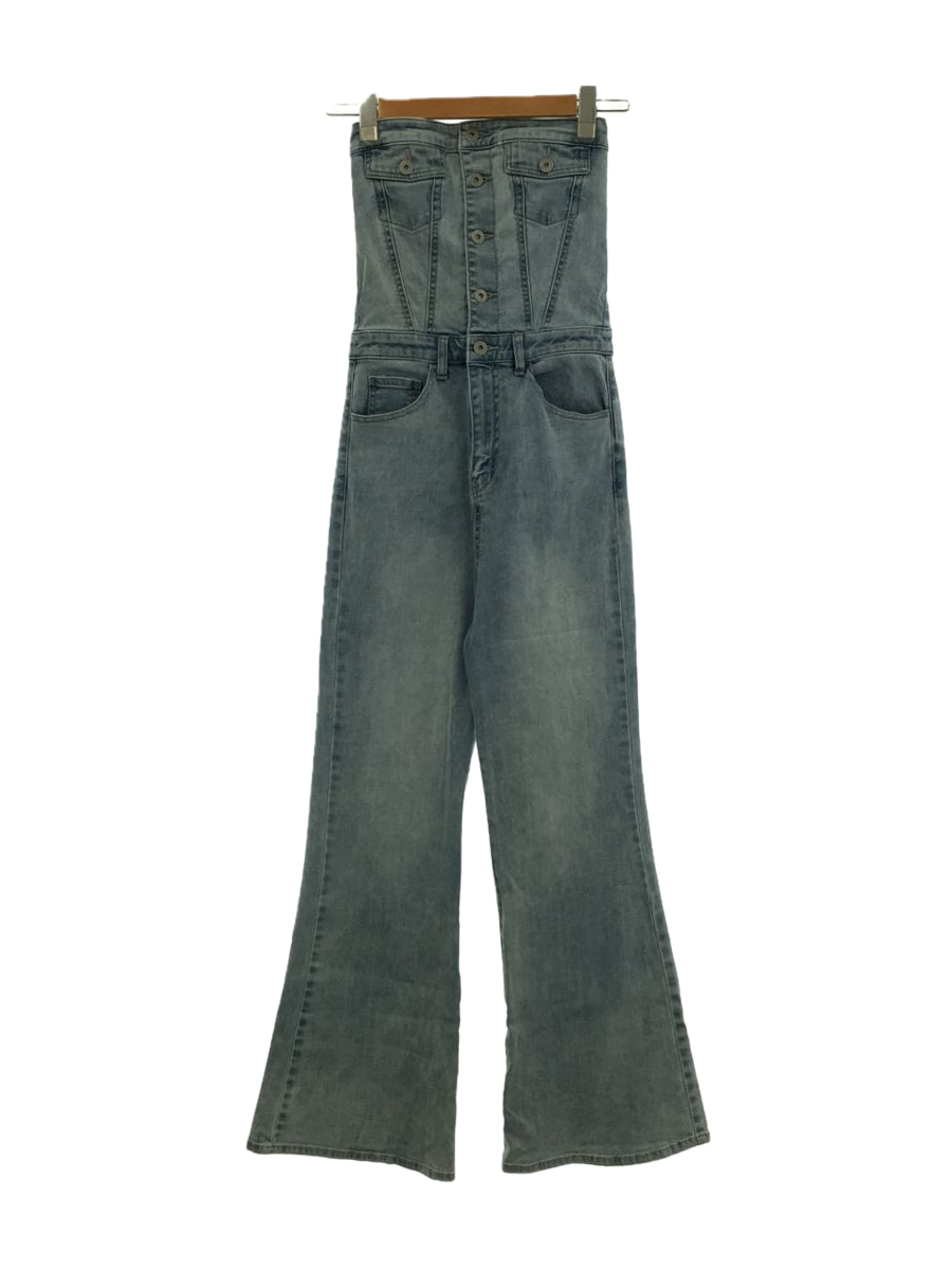 SPIRALGIRL◆21SS バックレースアップデニムオールインワン/M/コットン/IDG/無地