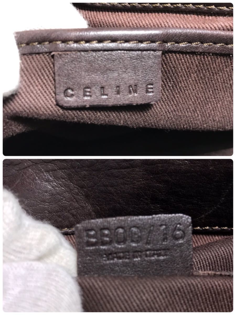 セリーヌ★CELINE ブギー バッグ レザー ハンドバッグ ダークブラウン トリオンフ金具