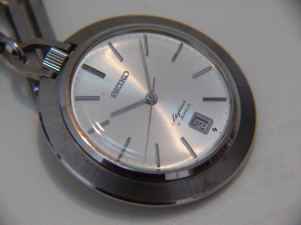スカイライナー セイコー 21石 手巻き シルク調縦縞模様ダイヤル SEIKO 