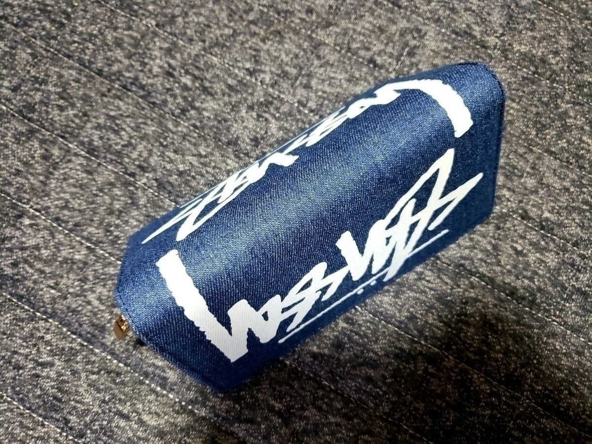 STUSSY デニム ラウンドファスナー 長財布 ウォレット リメイク 通帳 