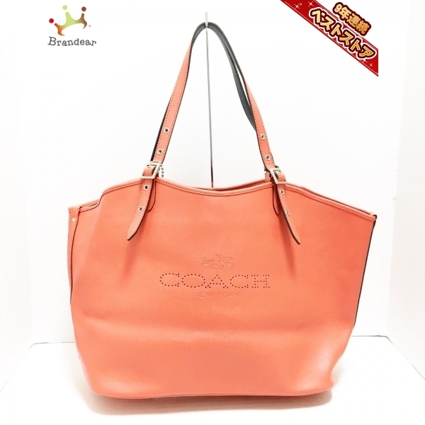 コーチ COACH トートバッグ - レザー オレンジ パンチング バッグ 新着 