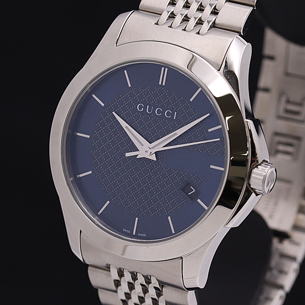 1円☆保証書付!!稼働◎美品【GUCCI/グッチ】126.4 Gタイムレス デイト
