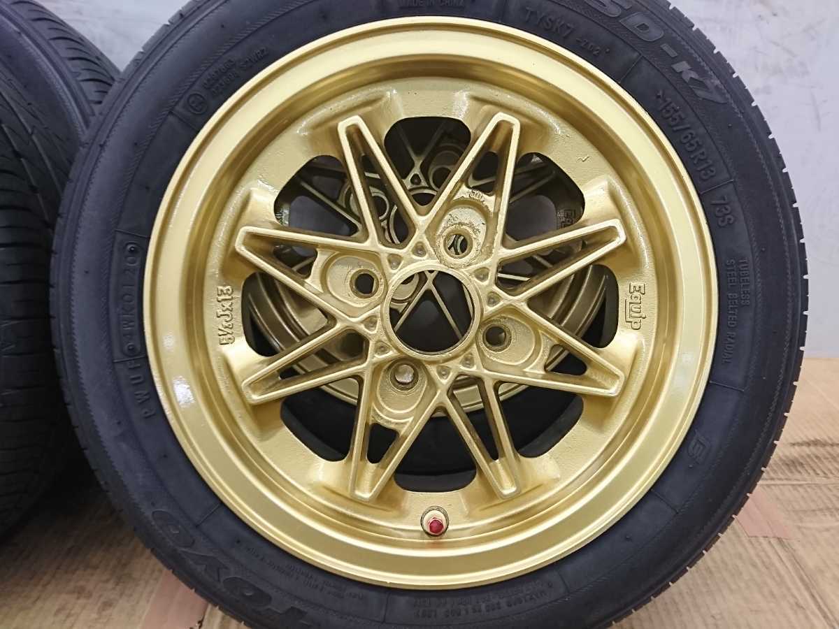 Work Equip 13×5.3j 4H +37 PCD100 国産タイヤ 155/65R13 13×5 1/3J 13 